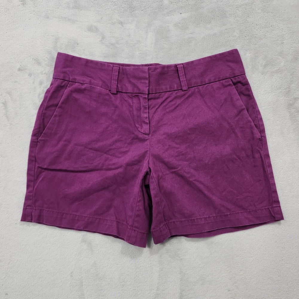 LOFT Shorts Womens 0 Purple Low Rise Chino Cotton Twill Flat Front Casual Preppy
